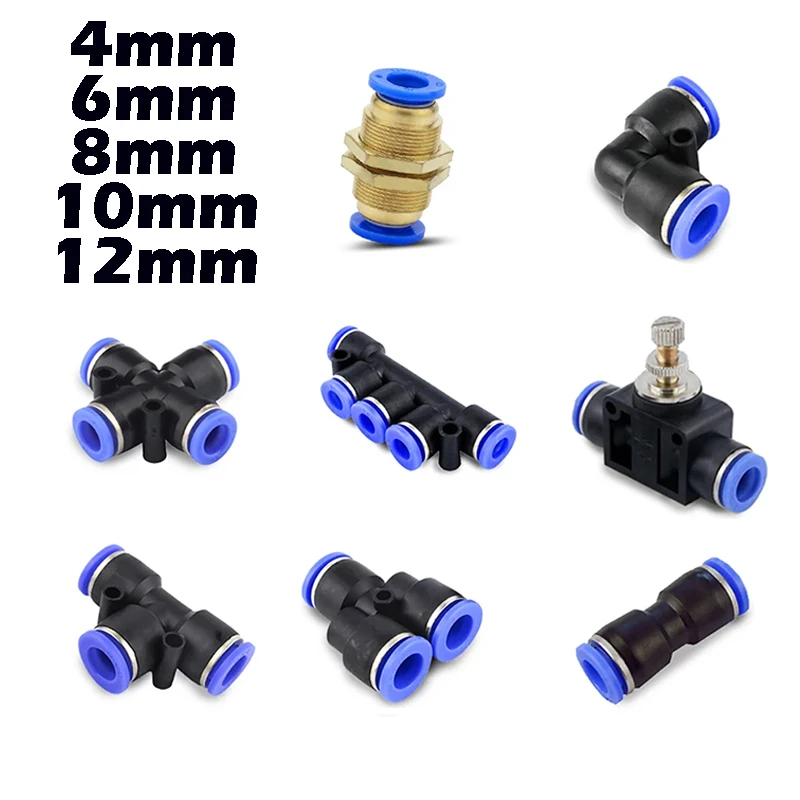 

5PCS Pneumatic Fittings Quick Connector Air Tube Connectors Plastic PU PY 4mm 6mm 8mm 10mm 12mm Air Hose Fitting