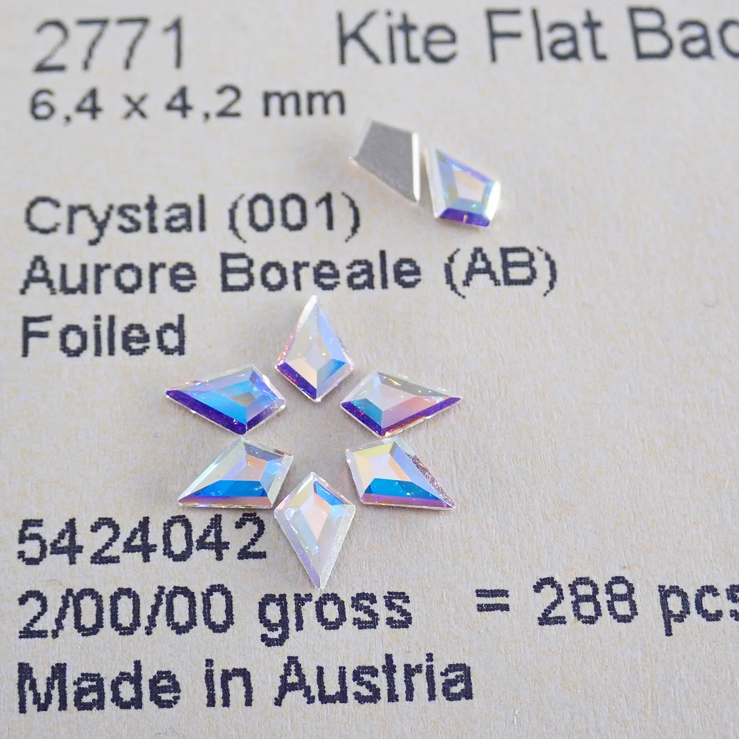 2771 Kite Flat Back No Hotfix Genuine Crystals from Austria Rhombus Rhinestone for Nail Art DIY Jewelry Clothing Bags Decorate