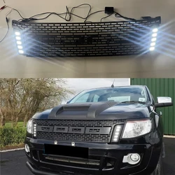 Modified LED Front Grill For Ranger T6 Wildtrak TXL 2012 2013 2014  ABS Front Bumper Grills Mesh Racing Grill Grilles