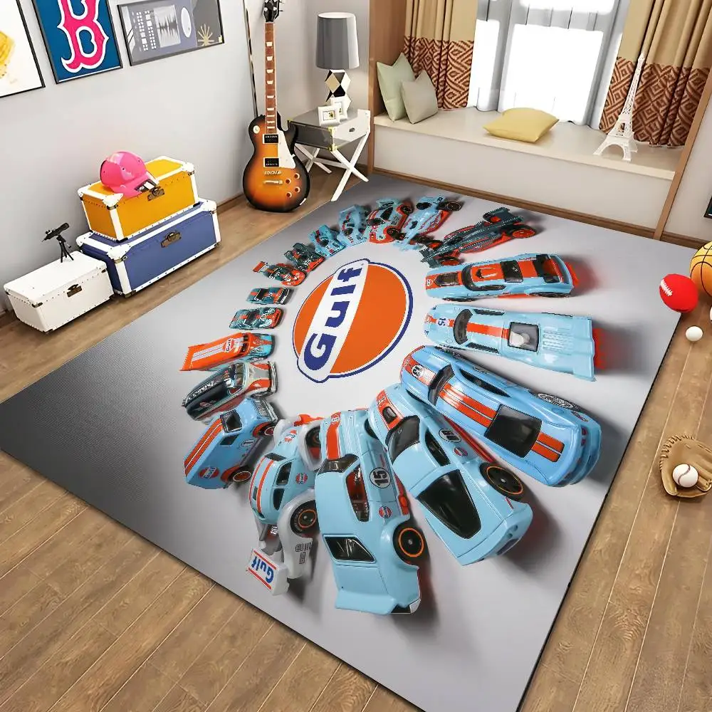 

Gulf Racing Car Entrance Floor Mat Printed Large Carpets Living Room And Bedroom Carpets Bathroom Anti Slip Door MATS Small Ca