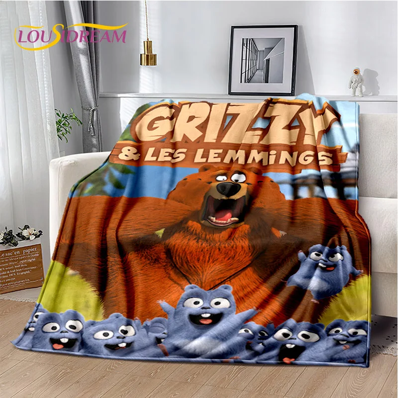 Manta de dibujos animados 3D de Grizzy y los Lemmings, manta suave para el hogar, dormitorio, cama, sofá, Picnic, viaje, oficina, manta para niños
