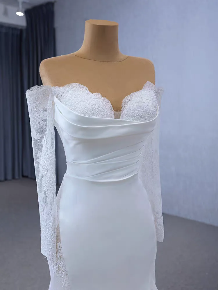 Abito da sposa in pizzo, abito da barca in raso Nit, abito a sirena