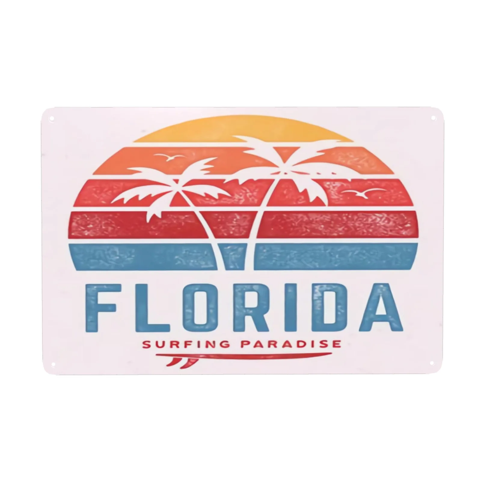 Florida Decorative Vintage Metal Tin Can Signage Metal Plate Vintage Poster Wall Art Decoration Plam Sunset Boat Coco Cocos