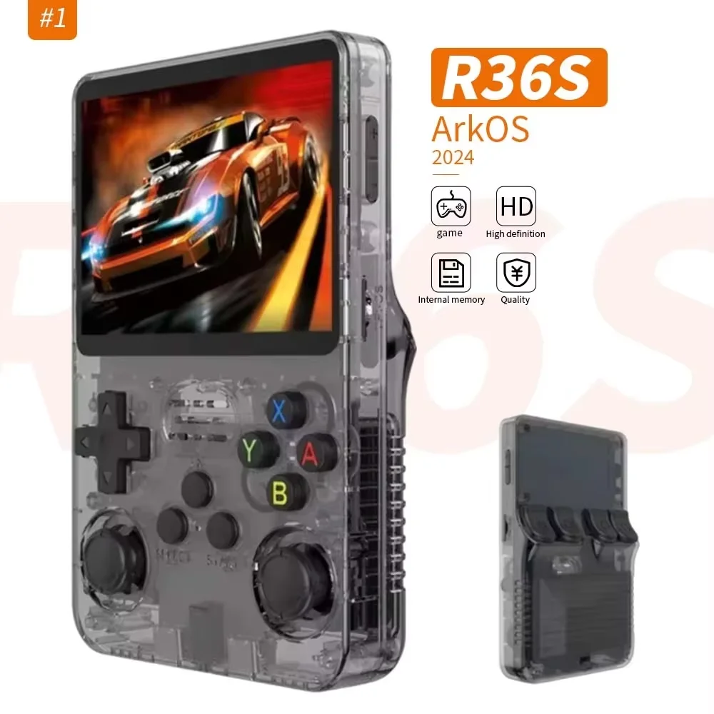 

Retro R36S 3.5 Inch Handheld Game Console With Preinstalled Linux System Transparent Design 64G Best Portable Player Gift 2025