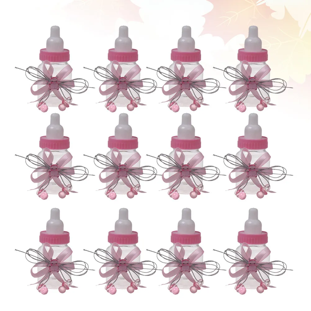 12Pcs Nursing Bottle Candy Boxes Plastic Transparent Candy Containers for Shower Party Christmas Gift Favor Storage