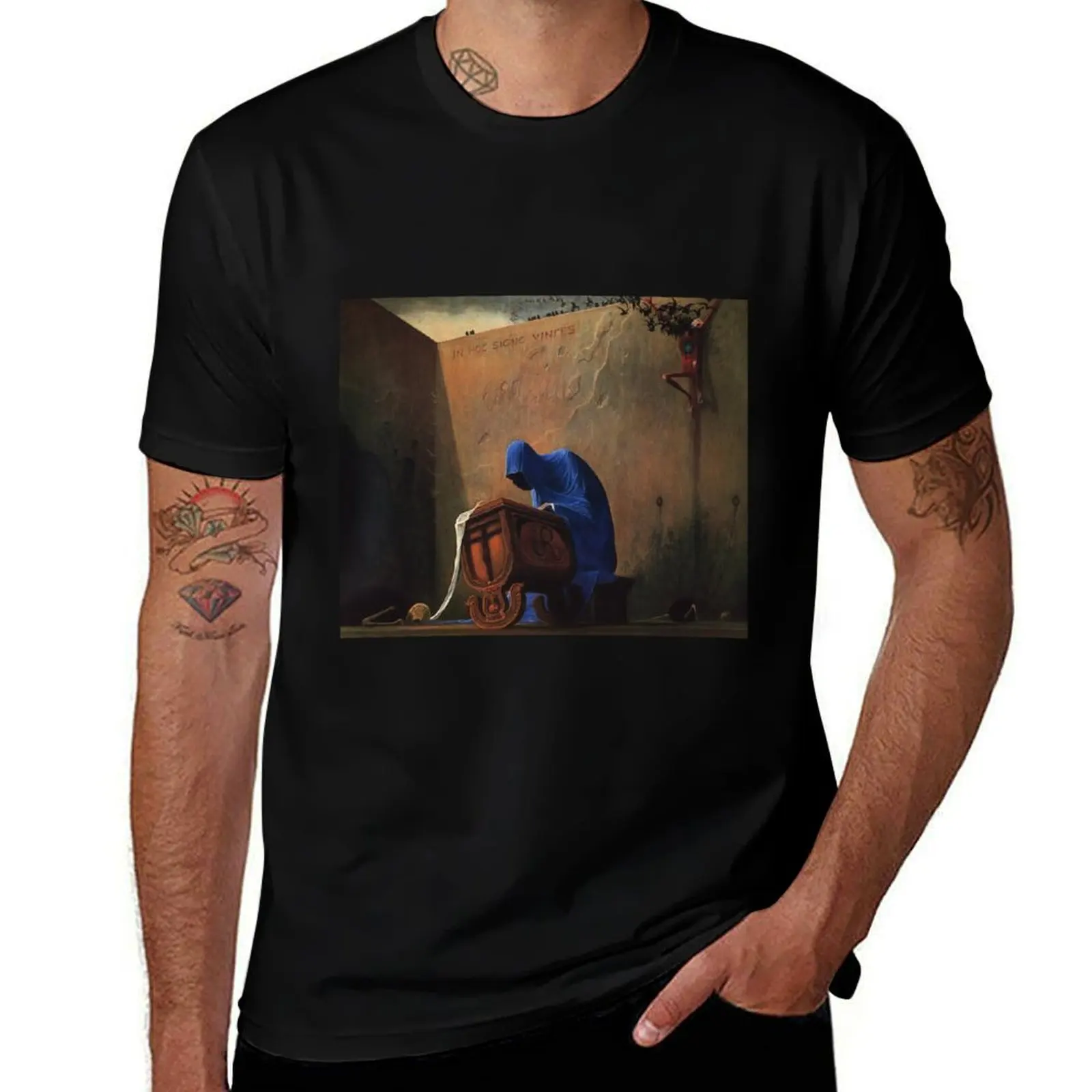 Untitled (Cradle), by Zdzis?aw Beksiński T-Shirt Big Size Short Sleeve Tee for Men T-Shirt