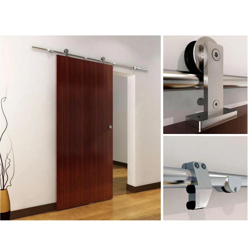 6 FT Modern Top Mount SS304 Stainless Steel Sliding Barn Door Hardware Track Kit 2M Durable Door Window Accessories view 4