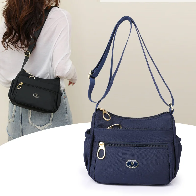 

Women Shoulder Messenger Bag Nylon Oxford Lightweight Waterproof Zipper Package Large Capacity Travel Crossbody Anti theft Bag