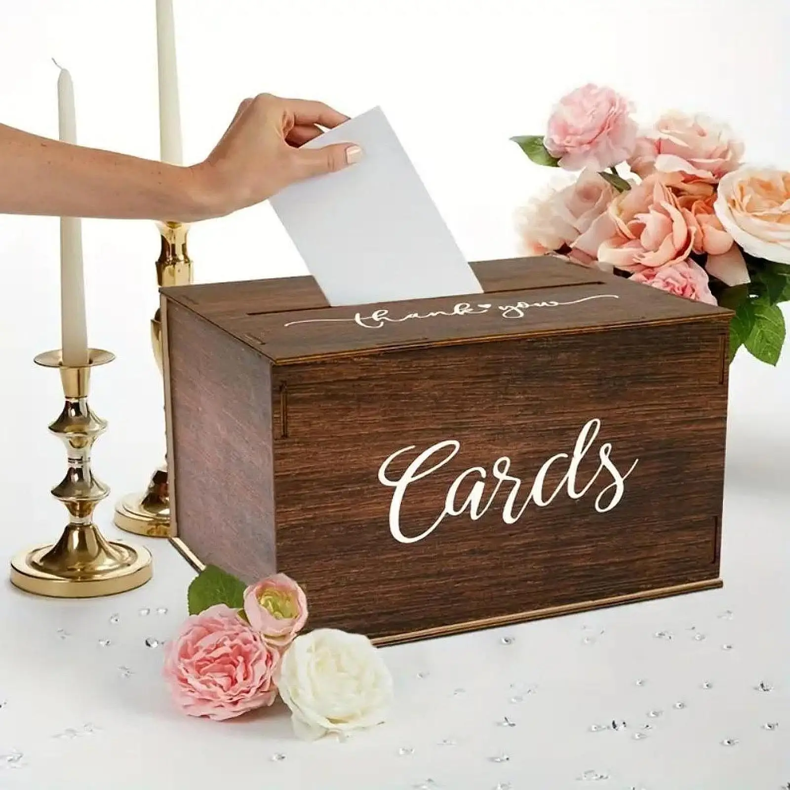 Wooden Card Holder Money Gift Box Container Case Storage Wedding Card Box for