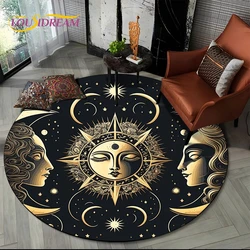 3D Mysteriou Sun Moon Tarot Mandala Magic Round Area Carpet Rug for Living Room Bedroom Kid Playroom Decor,Pet Area Rug Non-slip