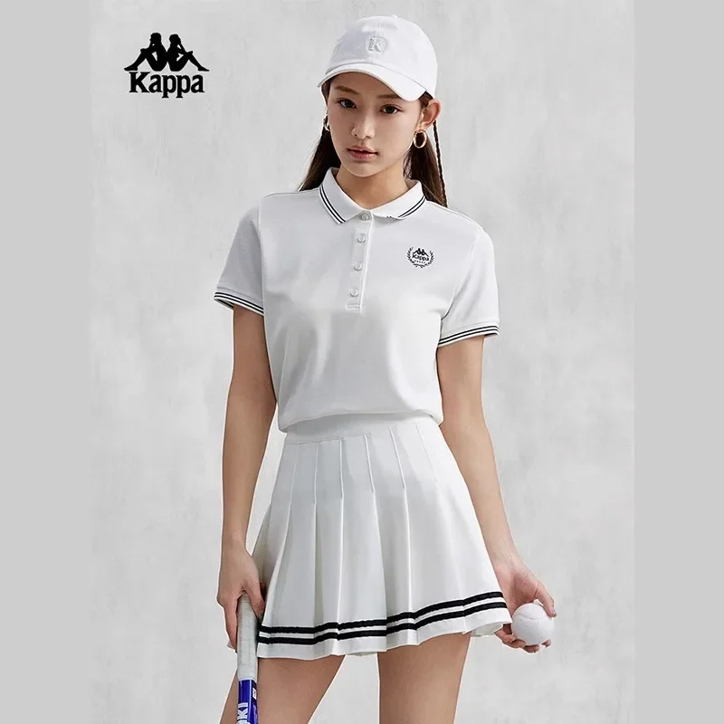 Kappa 2024 New Summer Sports Leisure Korean T-shirt Women's Simple Breathable Short-sleeved POLO Shirts Luxury Brand T-shirts