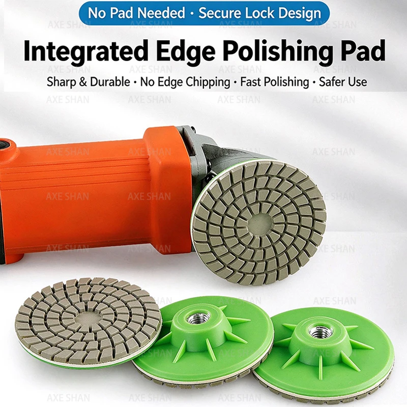 1/2pcs 3 Inch 80mm Integrated Diamond Polishing Pad M14 Thread Stone Grinding Disc for Marble Sintered Stone Tile Glass Grinding