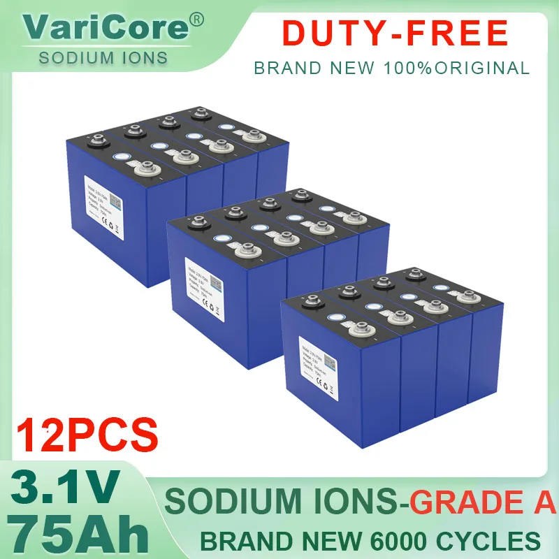 

12pcs 2.9V 75Ah Sodium-Ion battery 3.1V 20c Discharge DIY 12v Motorcycle Electric Car travel Solar inverter Grade A Duty-free