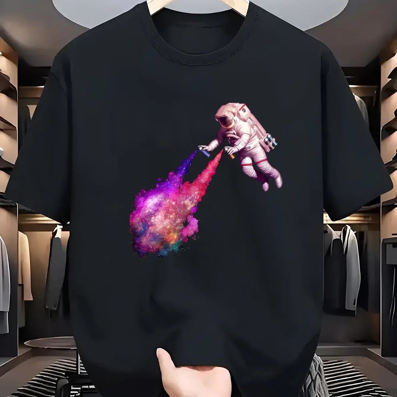 

Модная уличная одежда — мягкая и удобная футболка с принтом астронавта и круглым вырезом в повседневном стиле для взрослых, идеальная футболка для космической комнаты