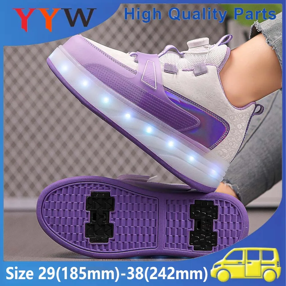 2025 جديد مصباح ليد فلاش أحذية الأسطوانة أحذية رياضية أحذية تزلج مضمنة عجلات انفصال للبنين بنات التزلج في الهواء الطلق حجم 29-37 38 #1