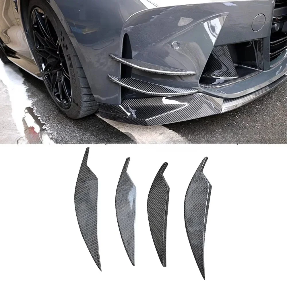

4pcs Carbon Fiber Front Bumper Side Fin Splitter Canard Fit For BMW G80 M3 G82 M4 Auto Tuning