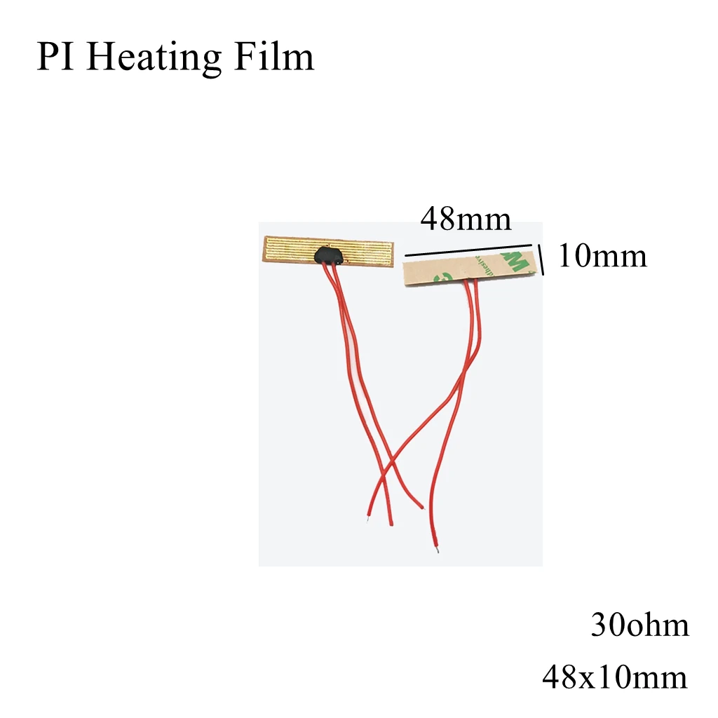 48x10mm 5V 12V 24V 110V 220V PI Heating Film Polyimide Adhesive Electric Heater Plate Panel Pad Mat Fuel Foil Oil Engine Tank