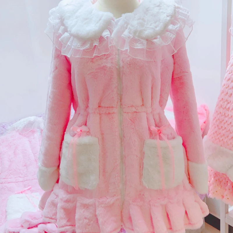 Original Design Sweet Cute Bow Y2k Pocket Fleece-Lined Women's Jackets 2025 Winter New Warm Loose Kawaii Cotton Coats Ladies