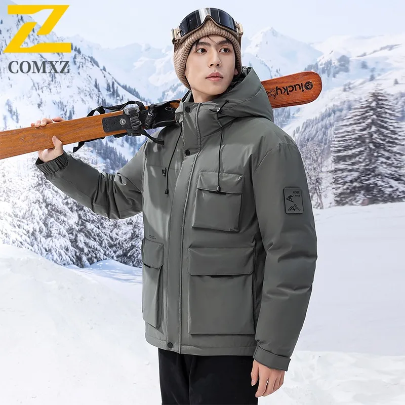 COMXZ Men Bread Jacket Classic Hooded Workwear Waterproof Thick Warm Adventure Padded Jacket Street High-Quality Winter Jacket