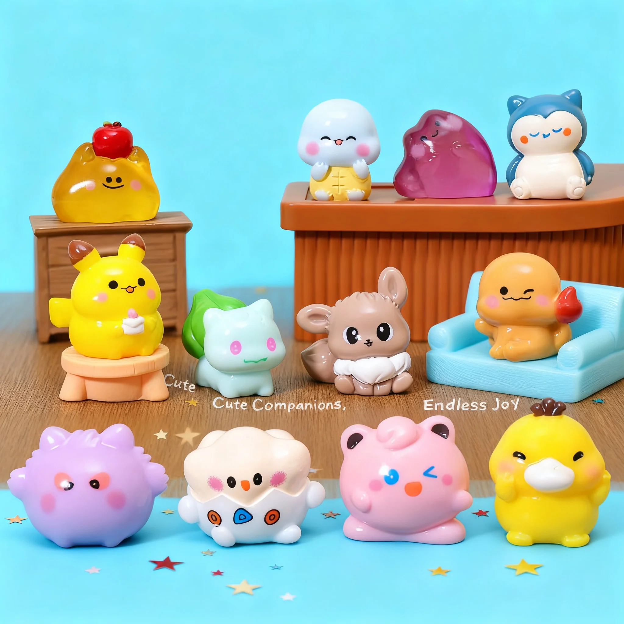 6Pcs Set Pokemon Pikachu Charmander Bulbasaur Anime Figures Cute Luminous Kawaii Ornament Collection Q ver Toy For Children