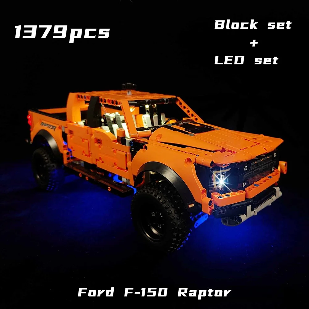 1379CS Technical Ford Raptors F-150 Pickup Truck Sports Super Car Model Building Block Racing Bricks Toys for Kids Gift 42126