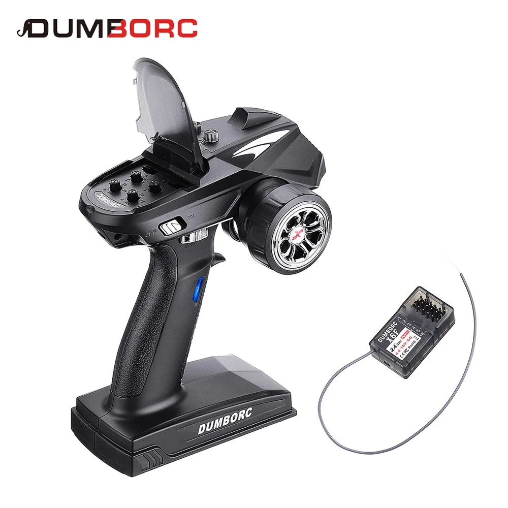 DUMBORC  X4 2.4G 4CH 6CH Transmitter X6F Receiver LED Light Set for 1/10 1/8 RC Car Crawler Axial SCX10 D90 Boat RC Transmitter