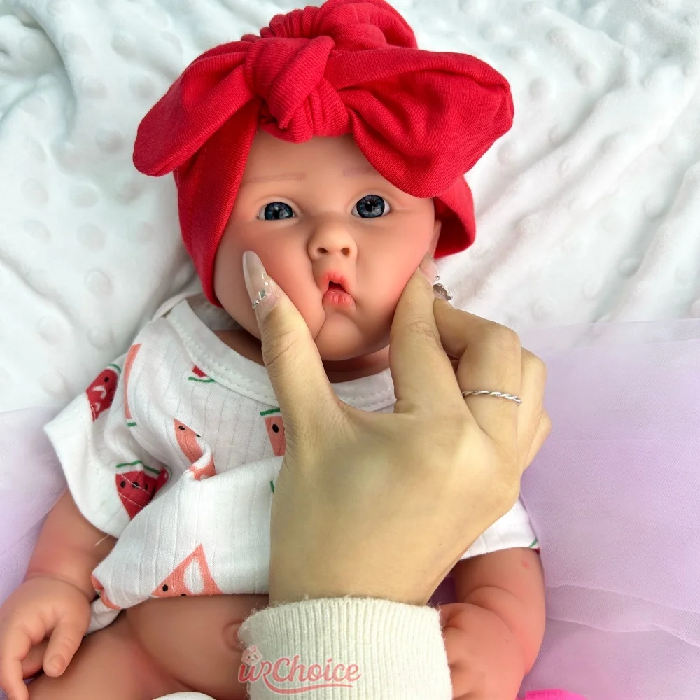 45cm Grubaska z otwartymi ustami, w całości wykonana z miękkiego silikonu, lalka reborn z realistycznymi detalami, pamiątka po ciążi lub zgubieniu dziecka.