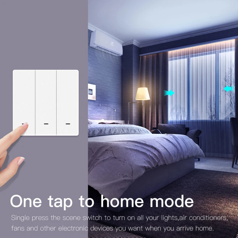 Tuya Zigbee-接続されたシーンスイッチ,プッシュボタン,バッテリー駆動,Tuyaデバイス用の自動化シナリオ,1〜3ギャング