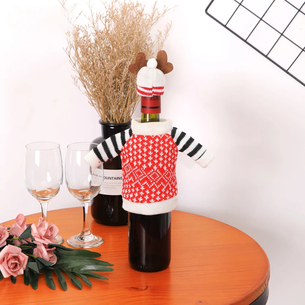 

3 Pcs Elk Wine Bottle Cover Christmas Decor Decoration Party Tableware