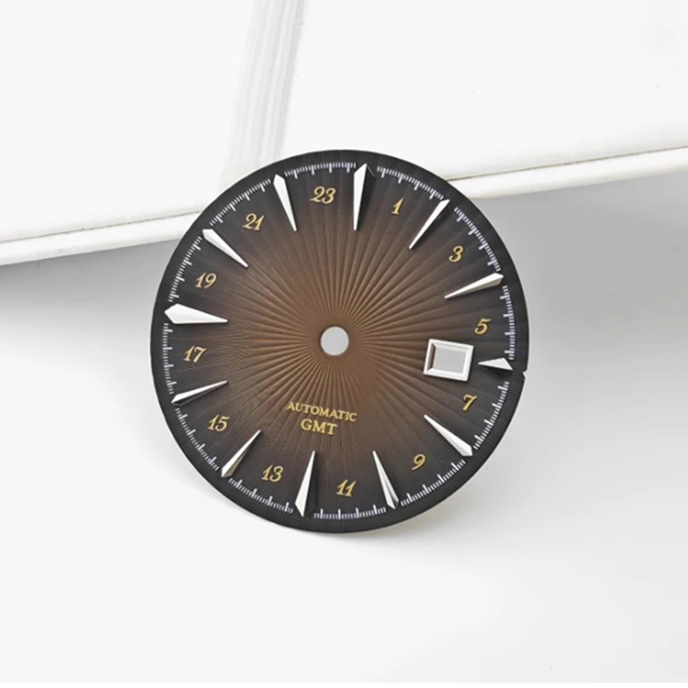 1 peça mostrador de relógio nh34 com janela, mostrador gmt de substituição para relógio mecânico de coquetel de 35mm srpb41j1 para movimento nh35 nh36