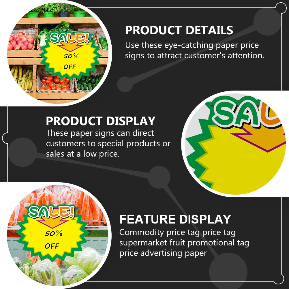 

50 pcs Price Tags Commodity Signs Promotional Labels Advertising Stickers Sale Mark Durable Paper Shop Flea Market Garage Sale