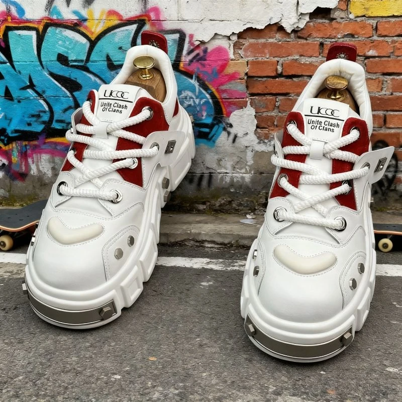 برشام أحذية رجالي الارتفاع زيادة كبير الرأس سميكة سوليد ديربي أحذية للرجال الجلود حذاء كاجوال أزياء من الدانتل حتى الرجال أحذية رياضية #1