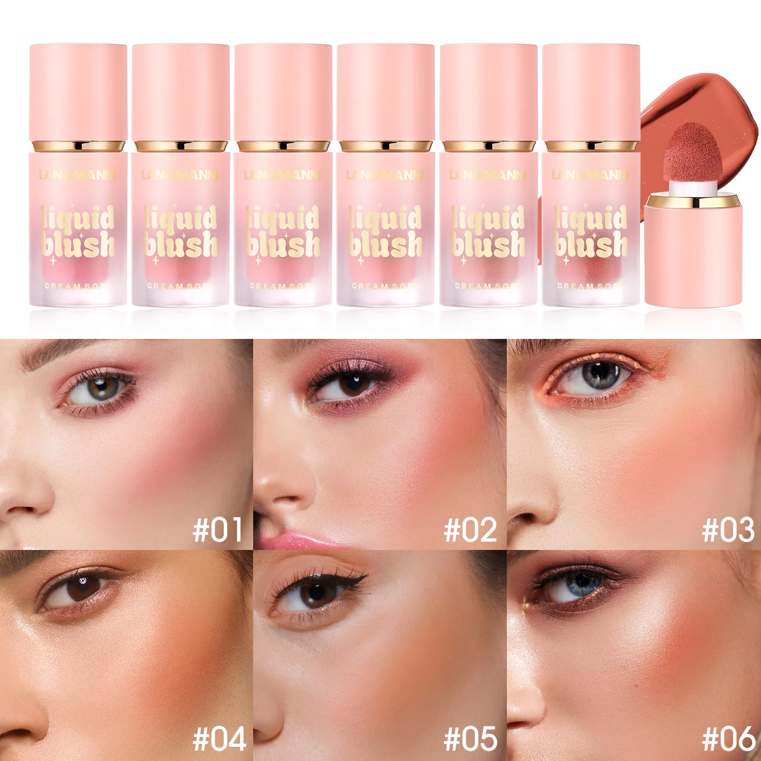 

2Pcs Liquid Blush Facial Cheek Makeup Matte Easy To Color Rouge Waterproof Soft Foggy Blusher Cream Peach Pink Make Up Cosmetics