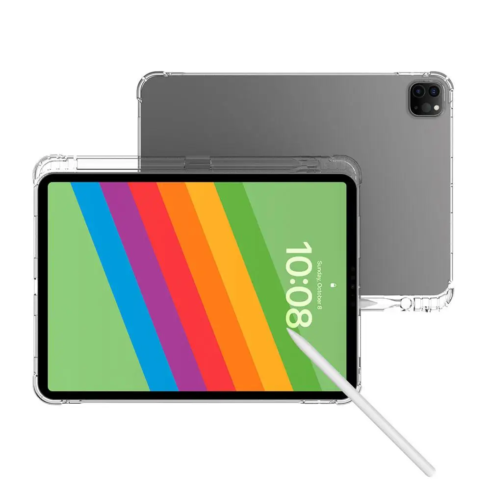 Funda suave de TPU transparente con ranura para bolígrafo, funda protectora para IPad Pro 2024, 11 pulgadas, 13 pulgadas, soporte de cuero Delgado, carcasa inteligente P2W8