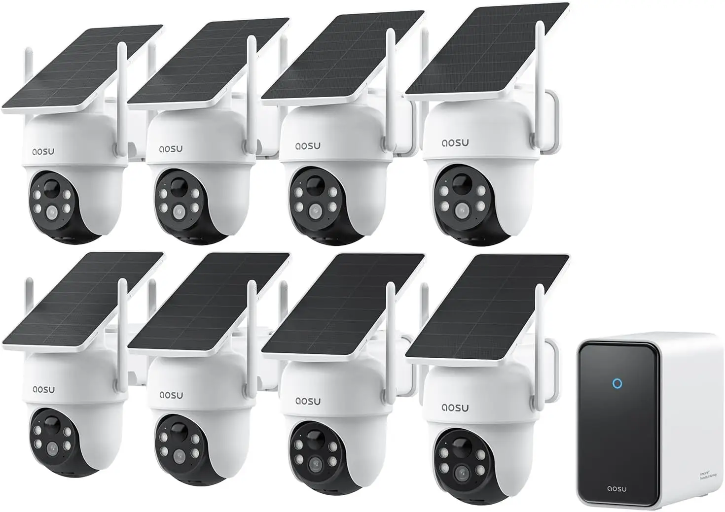 Wireless Outdoor Security System Solar Powered, 3K Full Color Night Vision, 360° PTZ, Smart AI Tracking, Local 32GB Storage (Up to 16TB), One App Control, No Subscription Required
