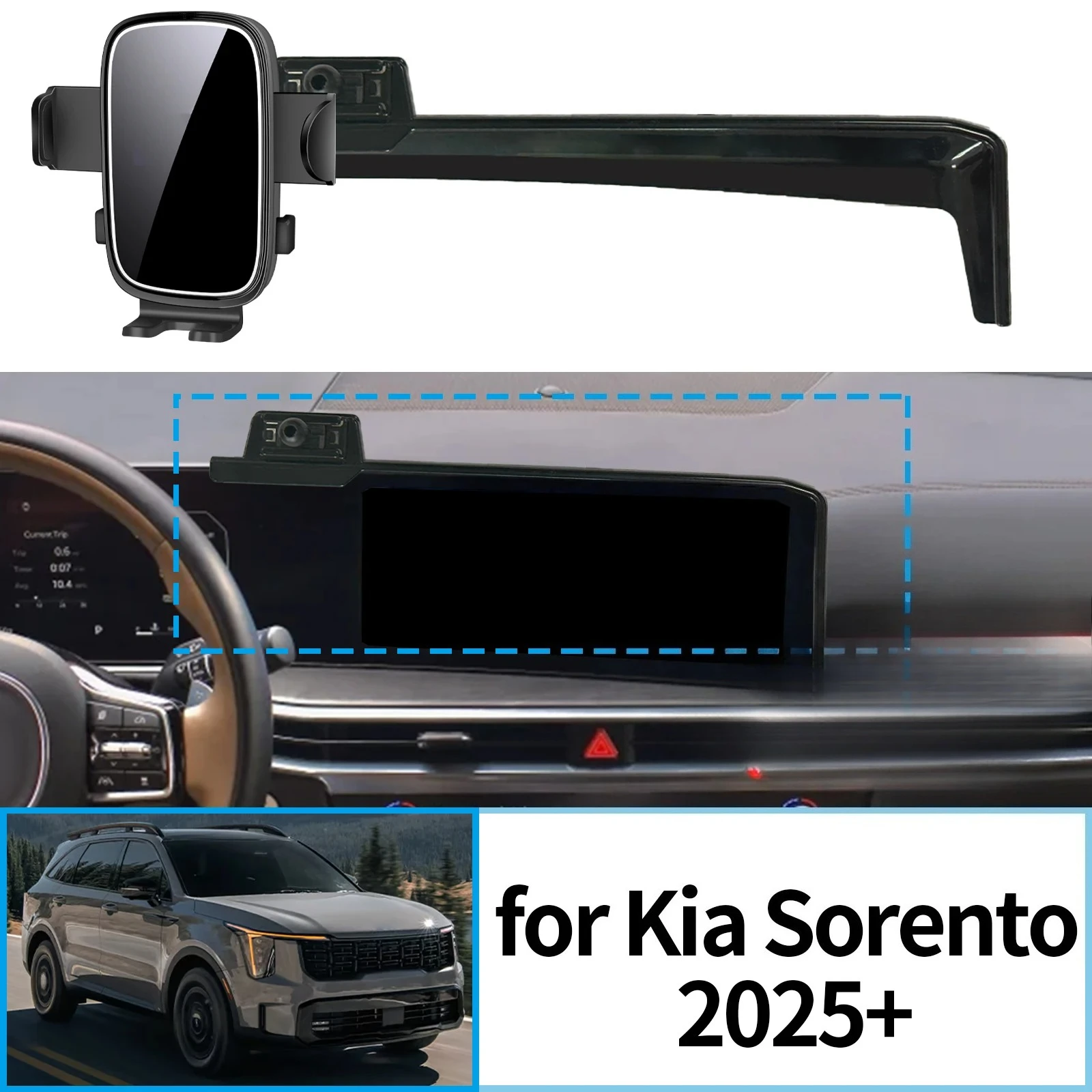 Compatível com Kia Sorento 2025 2026 2027 ​ ​ Suporte de Telefone Estável com Clip ​ ​   Base de Montagem para Tela Sem Vibração ​   Acessórios para C