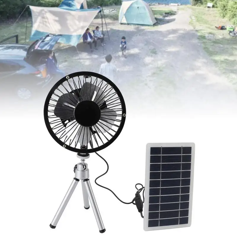 Solar Fan For Camping 10W Foldable Outdoor Cooling Fan Solar Camping Fan USB Charging Solar Panel Fan Portable Solar Fan For