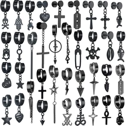 WKOUD-pendientes de acero inoxidable y titanio para hombre y mujer, aretes cruzados, estilo gótico, Punk, Hip Hop, varios estilos