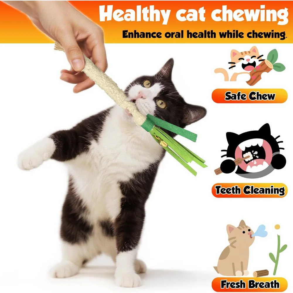 Cat Teething Products Simulated Scallion Shape Cat Toys Natural Silver Vine Stick Pet Chew Toys Cat Teasing Toy