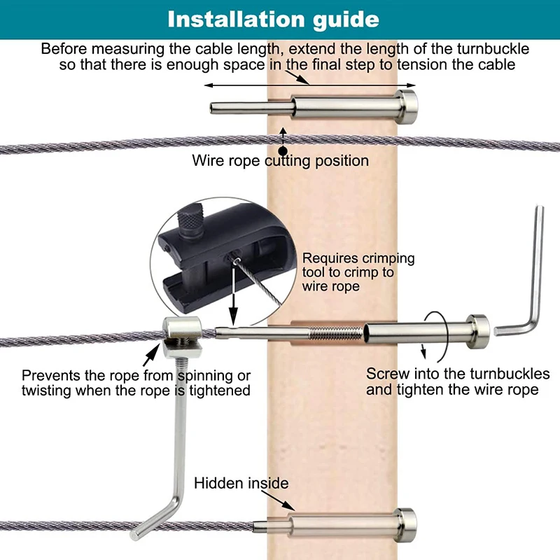 SGYM Cable Railing kit Invisible Turnbuckle 1/8\