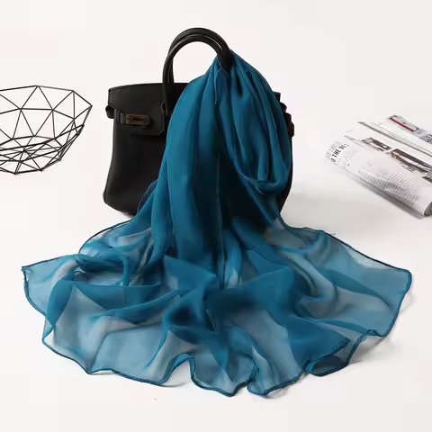 Fashion Four Seasons Women Plain Color Thin Soft Beach Thin Silky Georgette Scarf Shawls Long Wraps Beach Sunscreen Hijab