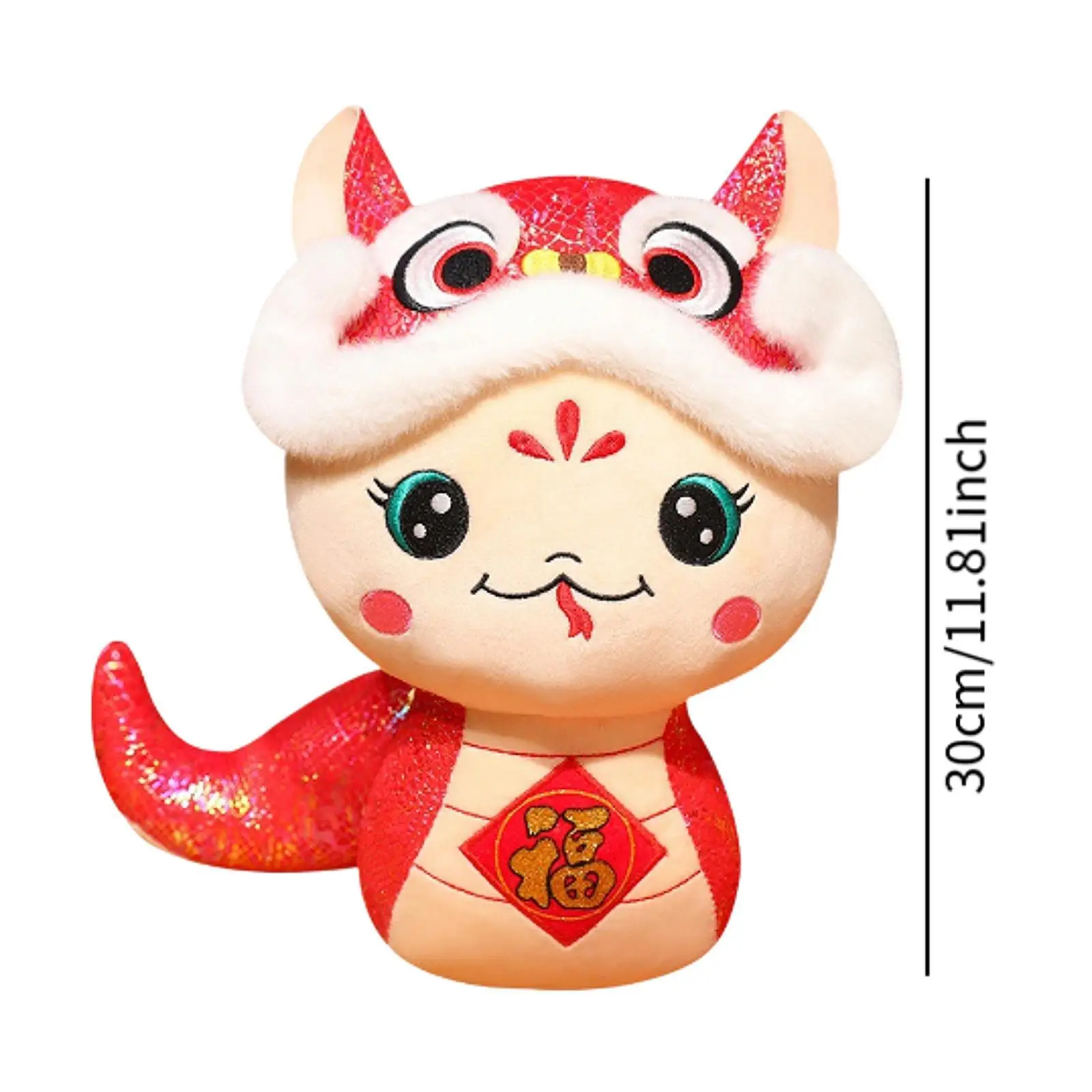 ตุ๊กตางูผ้าพลัฌ ของเล่นตุ๊กตางูนุ่มสบาย ของที่ระลึกร้านอาหาร ปี 2025 ตุ๊กตางูจีน