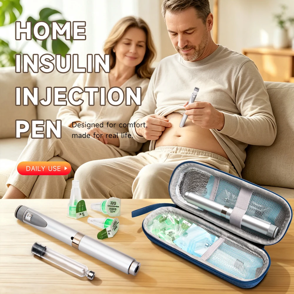 V2 Reusable Metal Injection Pen Adjustable 60IU Dose Injector Durable 3ml Cartridge Compatible Syringe Pen for Insulin Injection