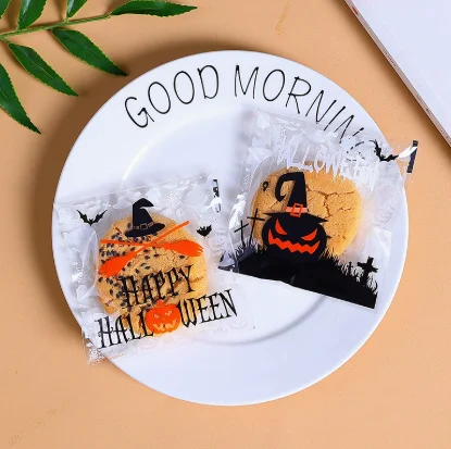 50 Stück Halloween-Kürbis-Geister-Fledermaus-Muster Selbstklebende Plastiktüten für DIY Hausgemachte Kekse Party Schmuck Feiertagsgeschenke – Detail 12