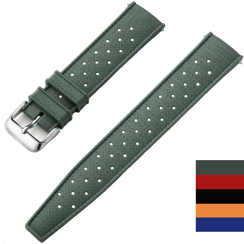 Klasyczny styl tropikalny FKM pasek do zegarka dla Oris Seiko Citizen Tropic od zegarków opaska na nadgarstek bransoletki wymiana 18mm 20mm 22mm