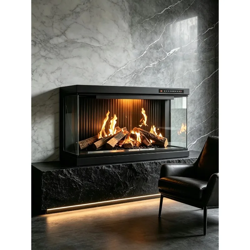 Multi View Grating Holographic Fireplace BOE 2K Screen 3D Grating Projection Heating Fire Insert