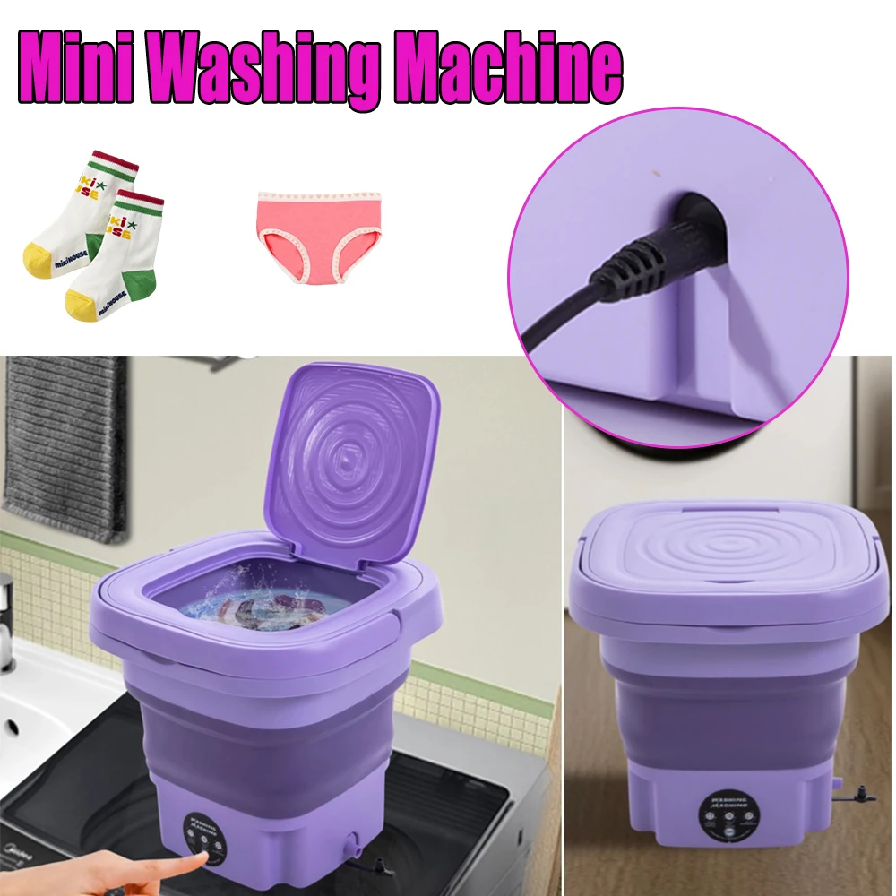 

Складная мини-стиральная машина для носков и нижнего белья, компактное ведро для стирки для общежития, экономия места, энергосбережение