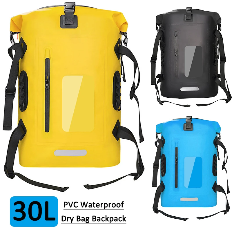 30L Swimming Bag Dry PVC Backpack Waterproof Bucket Sack Large River Trekking Bags Rafting Outdoor Travel Storage Backpack 