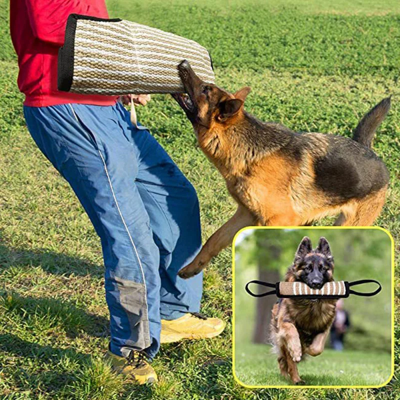 

Durable Jute Dog Bite Training Sleeve - Adjustable Bite-Resistant Sleeve with Strap for Young Dogs, Professional Beige & Red Pro