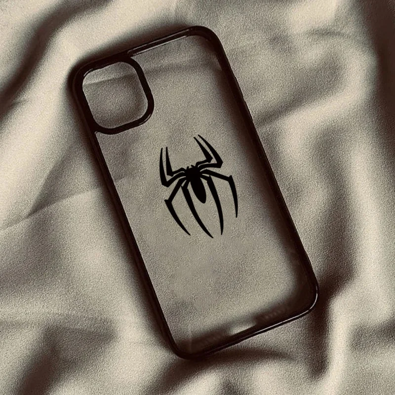 Bat Spider Pattern Clear Phone Case For iPhone 16 17 15 14 11 Pro Max 13 12 MINI 17 Air 7 8 SE2 Shockproof Hard Cover